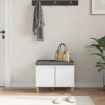 vidaXL Banc d'entrée avec coussin avec stockage Blanc 60 x 38 x 46 cm
