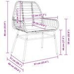 vidaXL Ensemble de salle à manger de jardin 3 pièces avec coussins Noir Rattan Poly