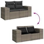 vidaXL Salon de jardin avec coussins 7 Pièces gris résine tressée