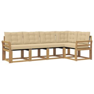 vidaXL Ensemble de canapés d'extérieur 5 pc Blanc et Beige