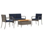 vidaXL Ensemble de jardin Gris polyrotin