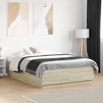 vidaXL Cadre de lit avec LED sans matelas chêne sonoma 120x190 cm