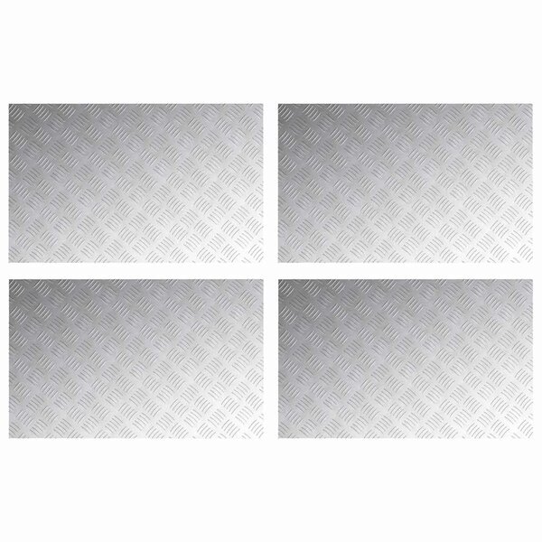vidaXL Plaques à damier 4 Pièces Argent 80 x 50 cm Aluminium