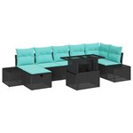 vidaXL Ensemble de canapé de jardin avec coussin 8 Pièces Noir Poly rotin