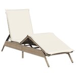 vidaXL Chaise longue avec coussin beige résine tressée