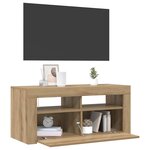 vidaXL Meuble TV avec lumières LED chêne artisanal bois d'ingénierie