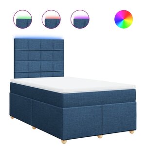 vidaXL Sommier à lattes de lit avec matelas bleu 120x190 cm tissu
