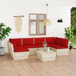 vidaXL Salon de jardin palette 7 Pièces avec coussins Épicéa imprégné