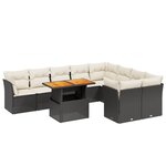 vidaXL Salon de jardin 10 Pièces avec coussins noir résine tressée
