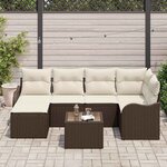 vidaXL Ensemble de canapé de jardin 7 Pièces Marron Poly rotin