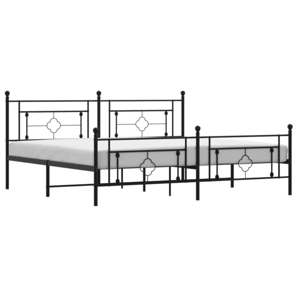 vidaXL Cadre de lit métal avec tête de lit/pied de lit noir 193x203 cm