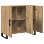 Buffet vidaXL avec 3 Portes Chêne Artisan 90x34x80 cm Bois d'ingénierie