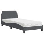 vidaXL Lit avec matelas Dover gris foncé 80x200 cm velours