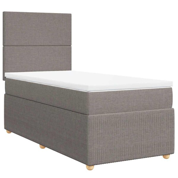vidaXL Sommier à lattes de lit avec matelas Taupe 90x200 cm Tissu