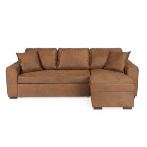 Canapé d'angle convertible réversible 4 places - Tissu Marron vintage - 244 x 151 x 90 -HAMILTON