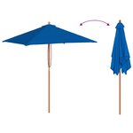 vidaXL Parasol de jardin avec mât en bois bleu 150x200 cm