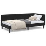 vidaXL Cadre de lit d'angle Autre avec tête de lit Noir 80 x 200 cm