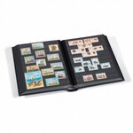 Classeur Leder cuir véritable 64 pages noires pour timbres. Couleur - Bleu