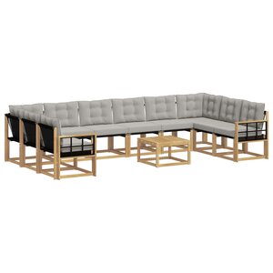 vidaXL Ensemble de canapés d'extérieur 11 Pièces Blanc et gris clair