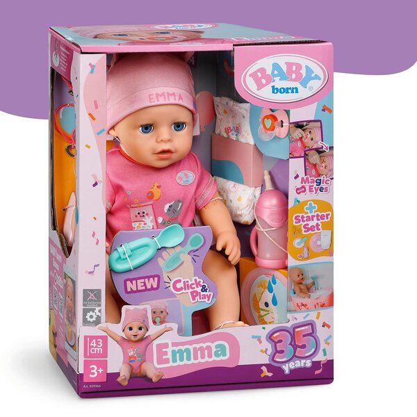 Zapf Creation 839966 - Baby Born Poupée Emma Click & Play 43 cm