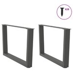 vidaXL Pieds de table basse en forme de V  2 pièces  anthracite  70 x (42-43 3) cm  acier