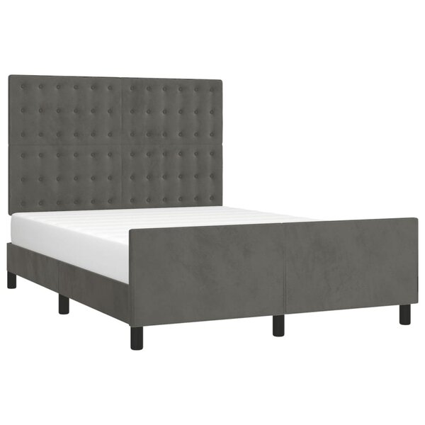 vidaXL Cadre de lit sans matelas gris foncé 140x190 cm velours