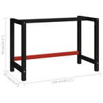 vidaXL Cadre de banc de travail Métal 120x57x79 cm Noir et rouge