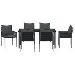 vidaXL Ensemble de salle à manger de jardin 7 pièces avec coussins en poly rattan noir