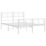 vidaXL Cadre de lit métal sans matelas et pied de lit blanc 140x200 cm