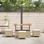 vidaXL Ensemble de salle à manger pour jardin Beige polyrotin
