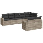 vidaXL Salon de jardin 8 Pièces avec coussins gris clair résine tressée