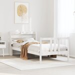 vidaXL Cadre de lit avec tête de lit sans matelas blanc 90x200 cm