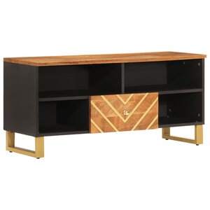 vidaXL Meuble TV marron et noir 100x33 5x46 cm bois massif de manguier