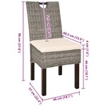 vidaXL Chaises à manger lot de 4 rotin Kubu bois de manguier