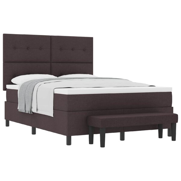 vidaXL Lit à ressorts avec tête de lit Marron foncé 160 x 200 cm tissu