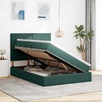 vidaXL Lit de rangement LED avec matelas Vert foncé 140 x 200 cm