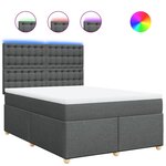 vidaXL Sommier à lattes de lit avec matelas Gris foncé 140x190cm Tissu