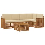 vidaXL Ensemble de canapés d'extérieur 6 pc Naturel et Beige Polyester