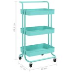 vidaXL Chariot de cuisine 3 niveaux Turquoise 42x35x85 cm Fer et ABS