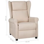 vidaXL Fauteuil inclinable Crème Tissu