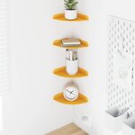 vidaXL Étagère Flottante d'Angle 4 pc Jaune moutarde 15 x 15 x 2 cm