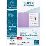 Paquet 100 Chemises Super 210 - 24x32cm - Rose - X 5 - Exacompta