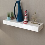 vidaXL Étagère murale avec 1 tiroir MDF Blanc Rangement de livres/DVD