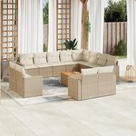 vidaXL Salon de jardin avec coussins 13 Pièces beige résine tressée