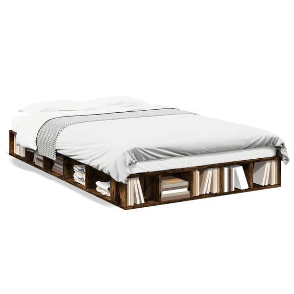 vidaXL Cadre de lit sans matelas chêne fumé 135x190 cm