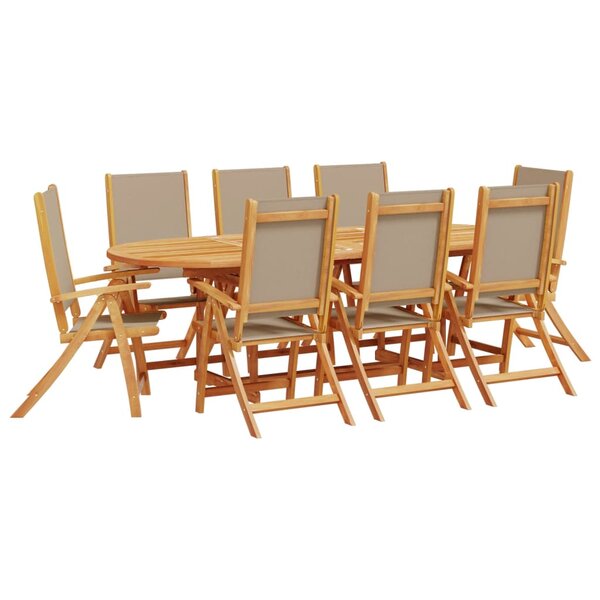 vidaXL Ensemble à manger de jardin 9Pièces bois d'acacia solide textilène