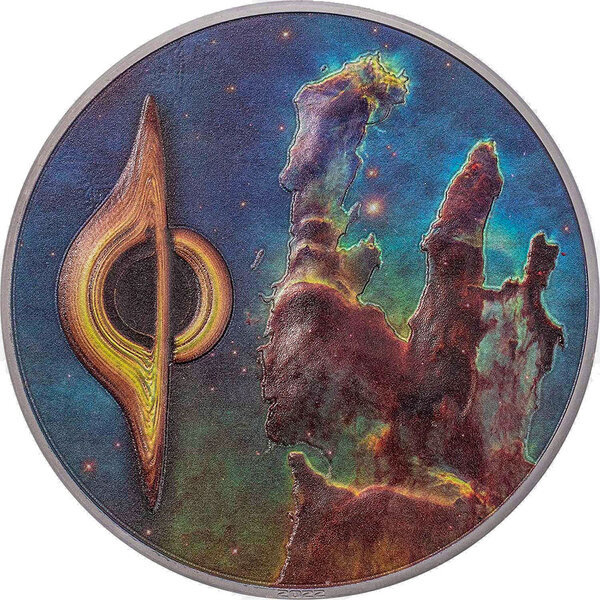 Monnaie PILLARS OF CREATION AND BLACK HOLE Final Frontier 3 Oz Argent 20$ Palau 2022