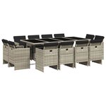 vidaXL Ensemble à manger de jardin et coussins 13 Pièces gris clair rotin