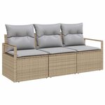 vidaXL Ensemble de canapé de jardin 3 Pièces Beige et Gris clair