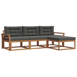 vidaXL Ensemble de canapés d'extérieur 4 pc Naturel et Anthracite